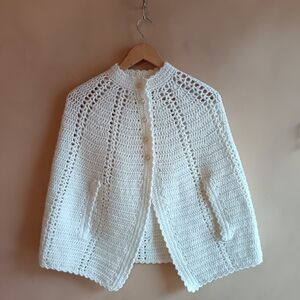 Handmade White Crochet Cape
